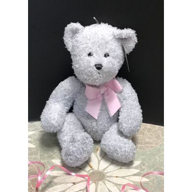 Gray Bear With Pink Bow