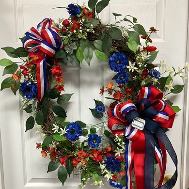 Red, White and Blue Summer Wreath